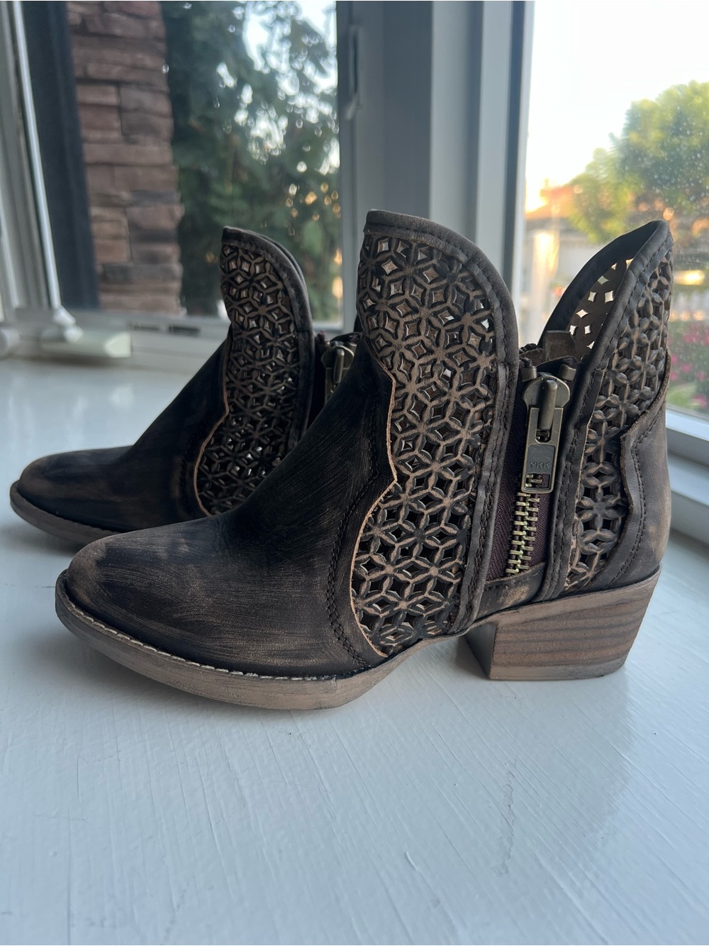 Circle G Copper Cut Out Booties, 6.5